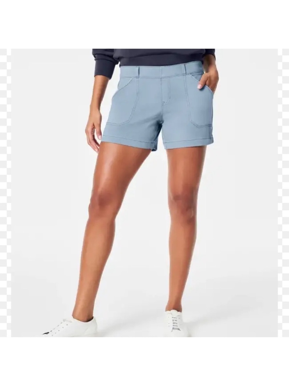 SPANX LIGHT BLUE 6 INCH TWILL SHORTS SIZE SMALL